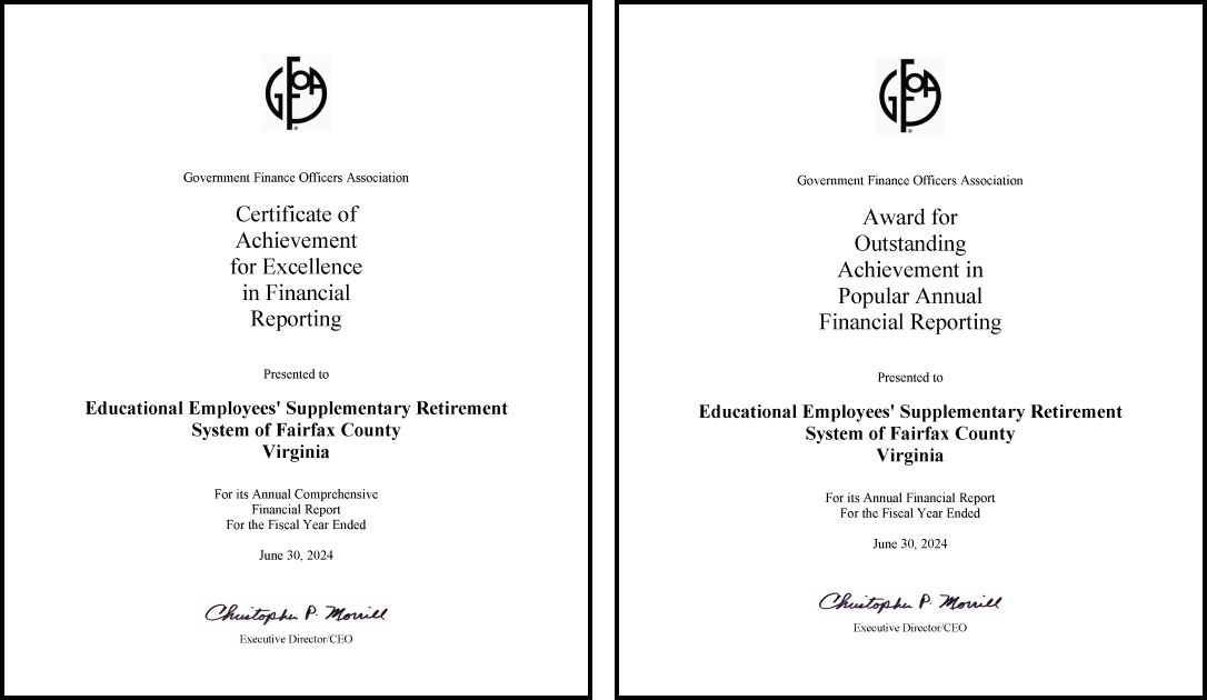 GFOA Award Certificates 2024